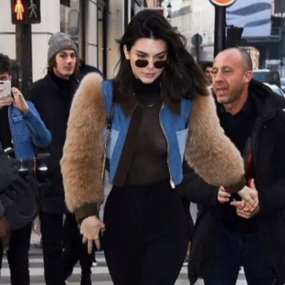 SONIA RYKIEL PARIS FOX FUR & Denim Leather Suede Patchwork Cropped Jacket - Picture 2 of 12